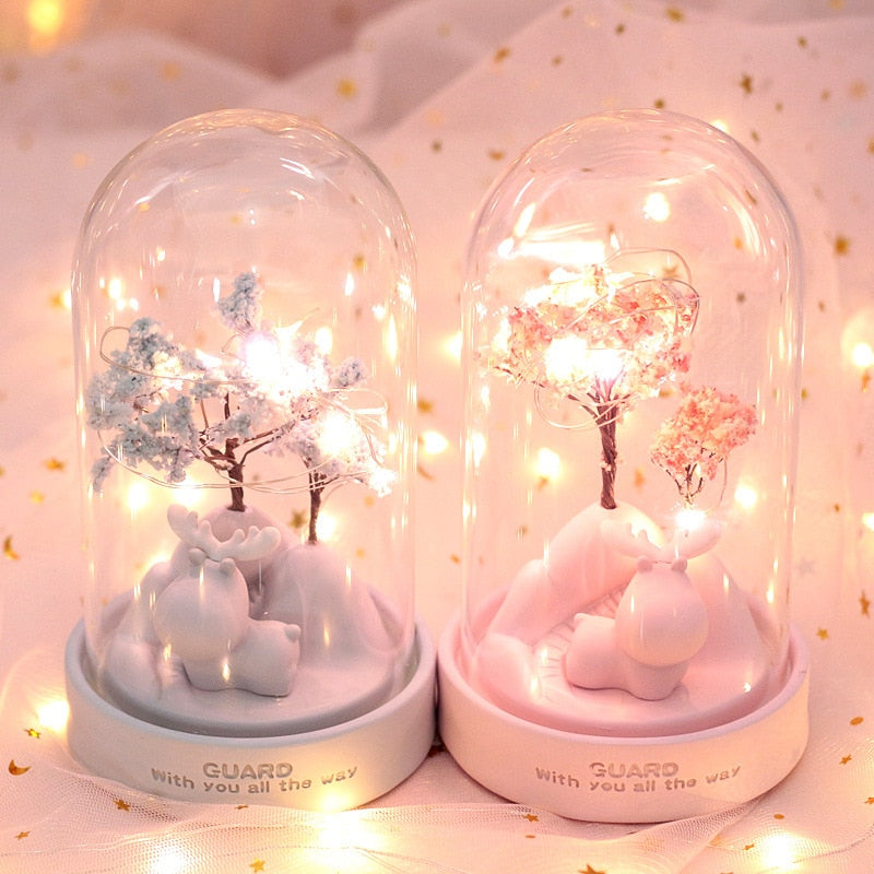 Cherry Blossoms Floral LED Fairy Light Glass Lamps Christmas Gift