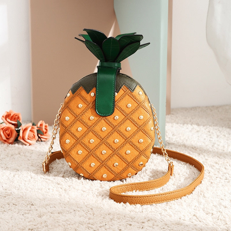 Cute Pineapple Mini Leather Purse Handbags Shoulder Bag