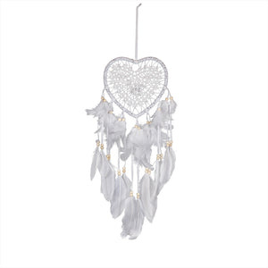 Love Heart Shape LED Night Light Dreamcatcher with Feather