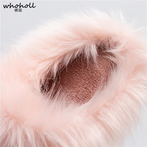 Little Cat Ears Fluffy Fur Indoor Home Slippers Shoes