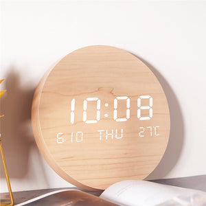 Multi-function LED Display Digital Wooden Wall Clock