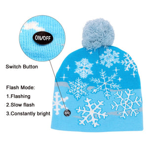LED Light Cotton Christmas Knit Beanie Hats