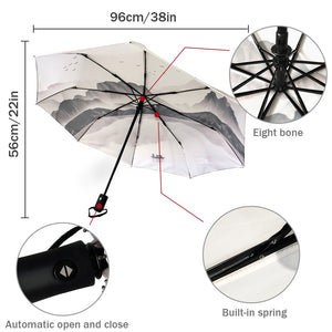Rose Flower Rosebush Fully-automatic Foldable Eight Strand Umbrella