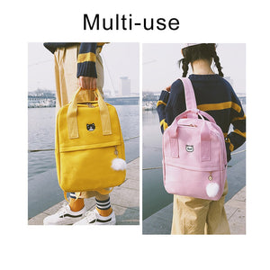 Cute Embroidery Cat Crown Canvas Preppy Backpack School Bag