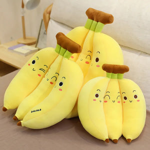 Cute Cartoon Bunches of Bananas Fruit Plush Stuffed Pillows Doll