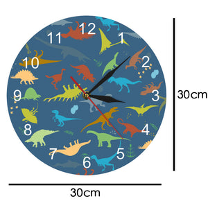 Colorful Dinosaur With Arabic Numbers Children Room Wall Clock