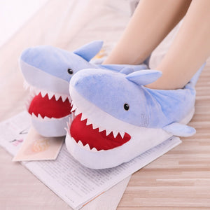 Funny Shark Short Fur Indoor Soft Home Slippers Shoes