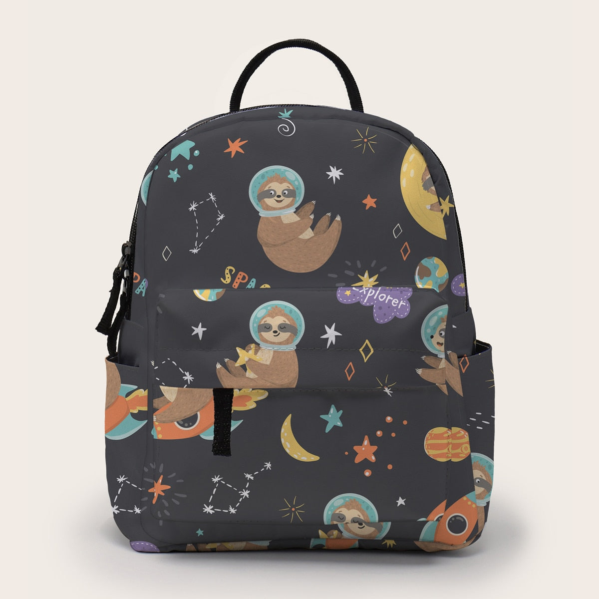 Black Space Sloth Mini School Backpack for Girls