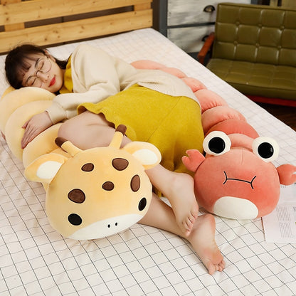 Colorful Animal Transsform Caterpillar Plush Stuffed Pillow Cushion Doll
