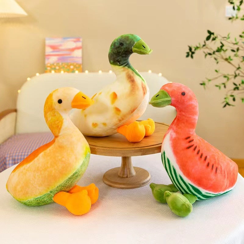 Cute Watermelon Melon Fruit Duck Soft Plush Doll Toy