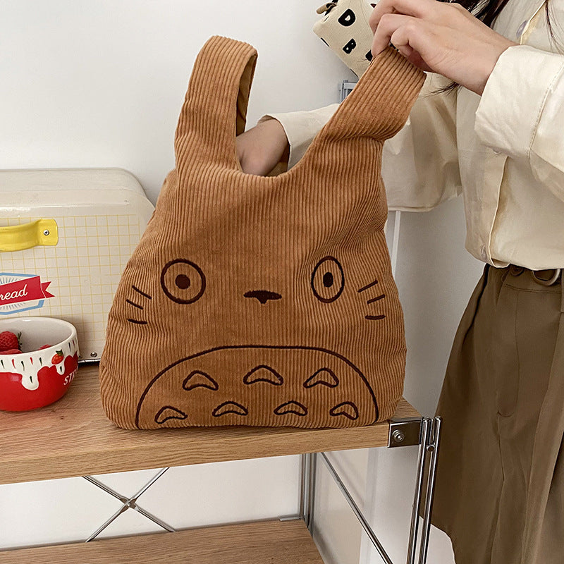 Cute Anime Tororo Corduroy Cotton Cloth Purse Handbag Shoulder Bag