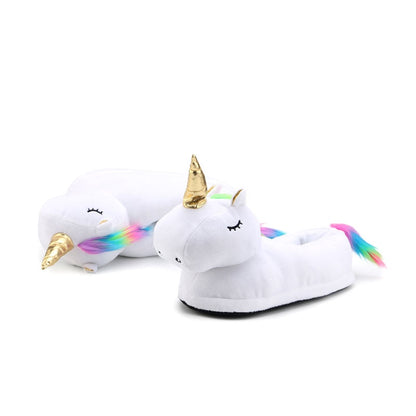 Cute White Unicorn Warm Indoor Fur Plush Slippers Shoes