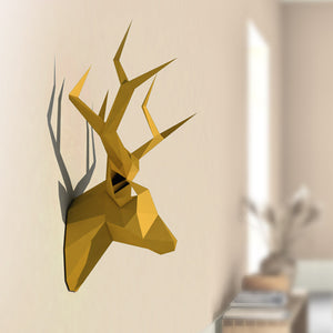 3D Pear Deer Head Animal DIY Paper Craft Model Home Decor Gift