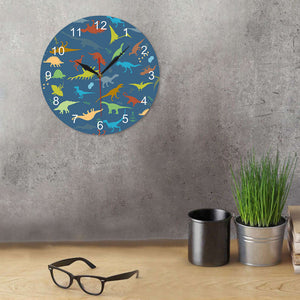 Colorful Dinosaur With Arabic Numbers Children Room Wall Clock