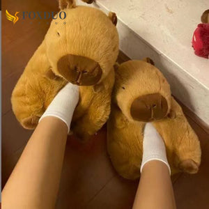 Cute Realistic Capybara Unisex Plush Indoor Slippers Shoes