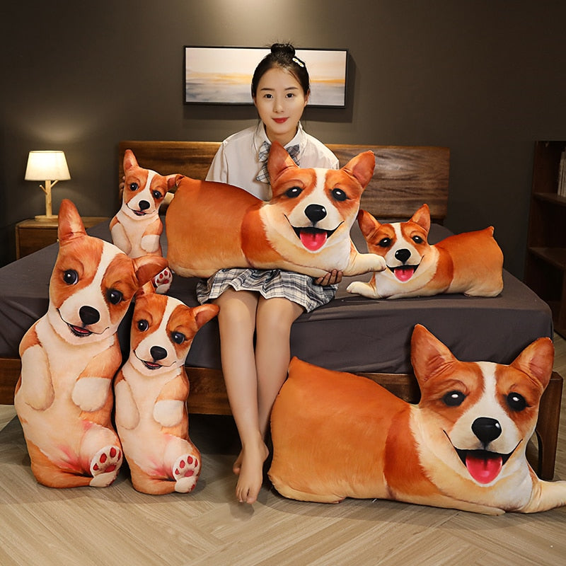 Lifelike Simulation Pembroke Welsh Corgi Dog Fabric Printing Home Decoration Doll Pillow Gift