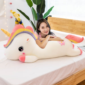 Super Cute Fancy Rainbow Pony with Horn Unicorn Plush Stuffed Sofa Plush Pillow Doll Gift