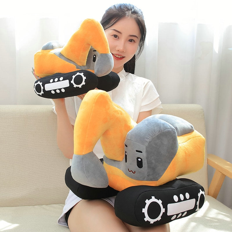 Cute Excavator Truck Machine Soft Plush Stuffed Pillow Doll Gift