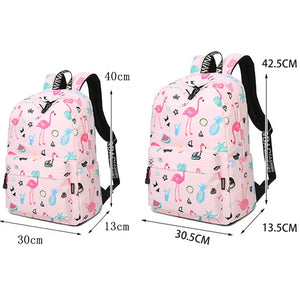 Cute Pink Flamingo Waterproof Backpack School Book Bag for Teenage Girls