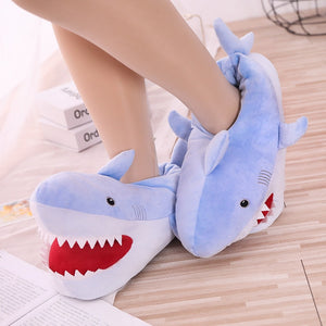 Funny Shark Short Fur Indoor Soft Home Slippers Shoes