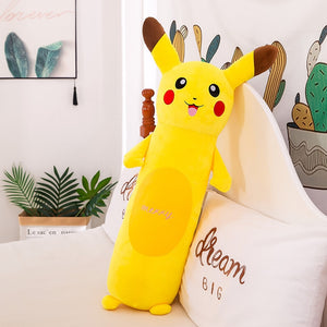 Long Yellow Pikachu Pokemon Cylindrical Large Size Plush Doll Toy with Sleep Hold Pillow