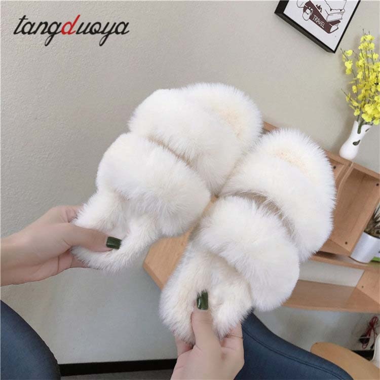 Furry Fur Women Warm Indoor Slippers Shoes