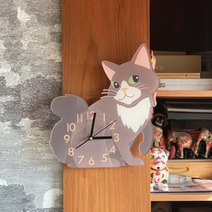 Lovely Brown Cat Arcylic Wall Clock