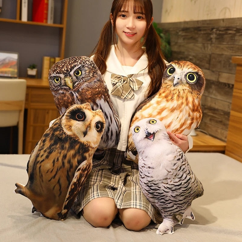Real Life Simulation Owl Eagle Bird Stuffed Plush Pillow Doll