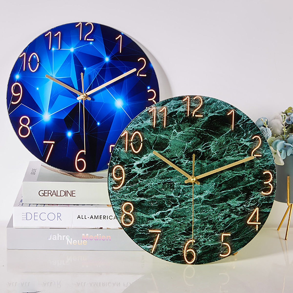 Luxury Starry Marble 12 Inch Modern Slient Wall Clock