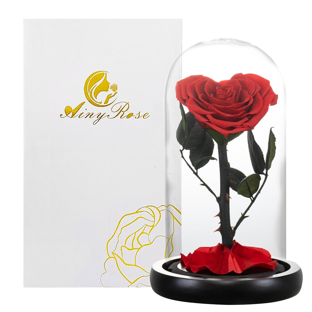 Stabilized rose: Heart-shaped red rose in glass and sand ampoule — Fioreria  Idea Verde Rimini