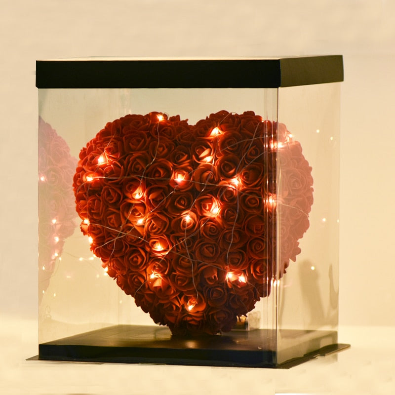 Beautiful Rose Flower Heart Shape LED Night Light Room Decor Gift