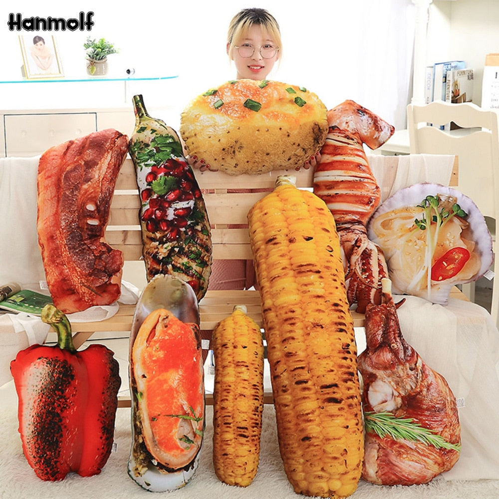 Likelike BBQ Barbecue Vegetables Seafood Plush Pillow Doll