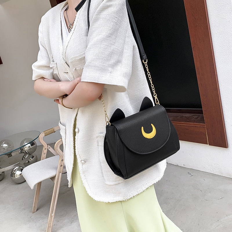 Anime Samantha Vega Moon Cat Purse Handbag Shoulder Bag