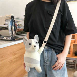 Cute Cartoon Shiba Inu Dog Plush Doll Shoulder Bag Gift for Girls