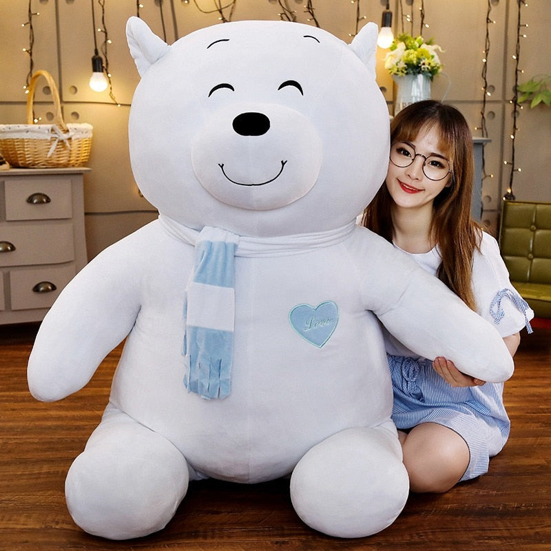 Cute White Giant Size Cartoon Polar Bear Soft Plush Stuffed Doll Gift