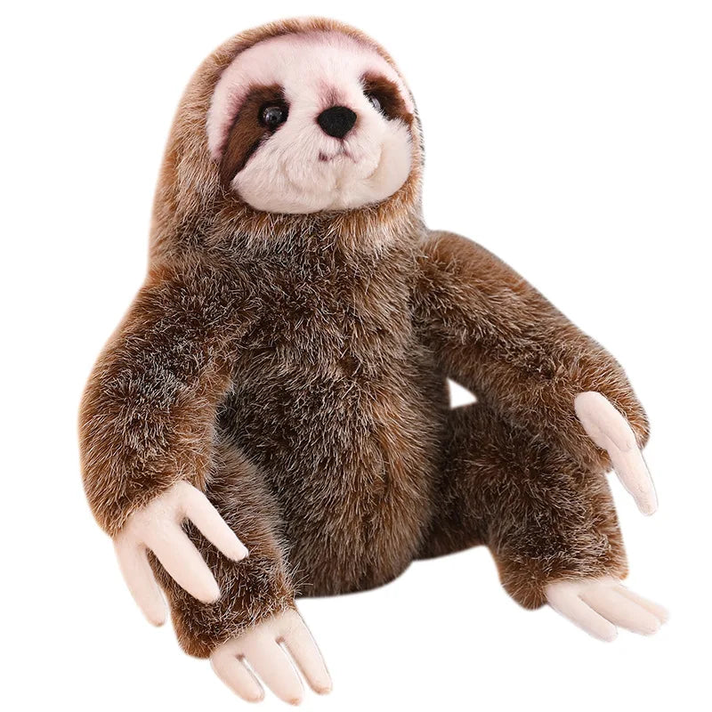 Lifelike Realistic Fluffy Hair Sloth Plush Stuffed Animal Soft Plushie Doll