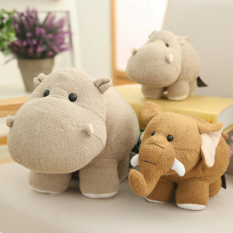 Cute Elephant & Hippo Soft Plush Stuffed Doll Toys for Children