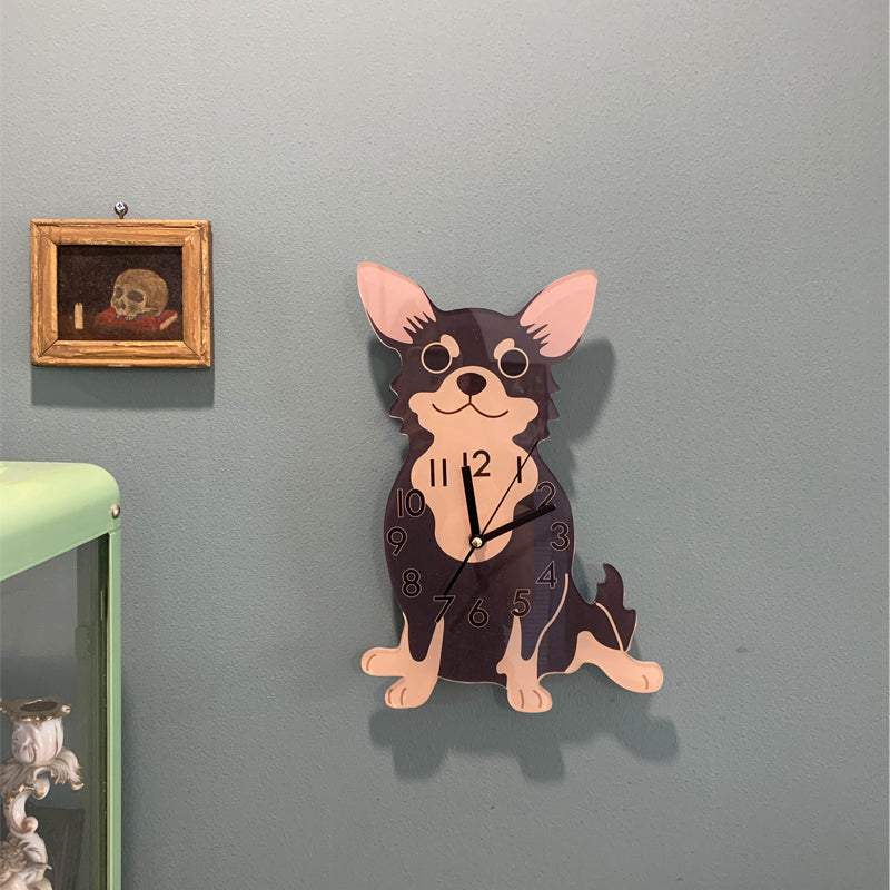 Cute Chihuahua Dog Arcylic Modern Wall Clock