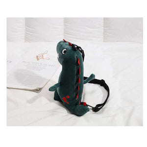 Funny Green Dinosaur Girl Plush Backpack Shoulder Bag