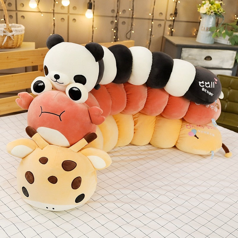 Colorful Animal Transsform Caterpillar Plush Stuffed Pillow Cushion Doll