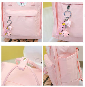 Pink Flamingo Waterproof Nylon Backpack School Bag For Girls