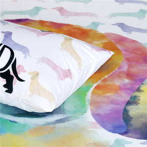 Watercolor Dachshund Duvet Cover Bedding Set