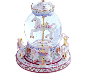 Luxury Carousel Crystal Ball Resin Crafts Music Box with LED Light
