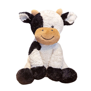 Lifelike Sitting Milk Cow Fur Plush Stuffed Doll Toys for Kid Gift