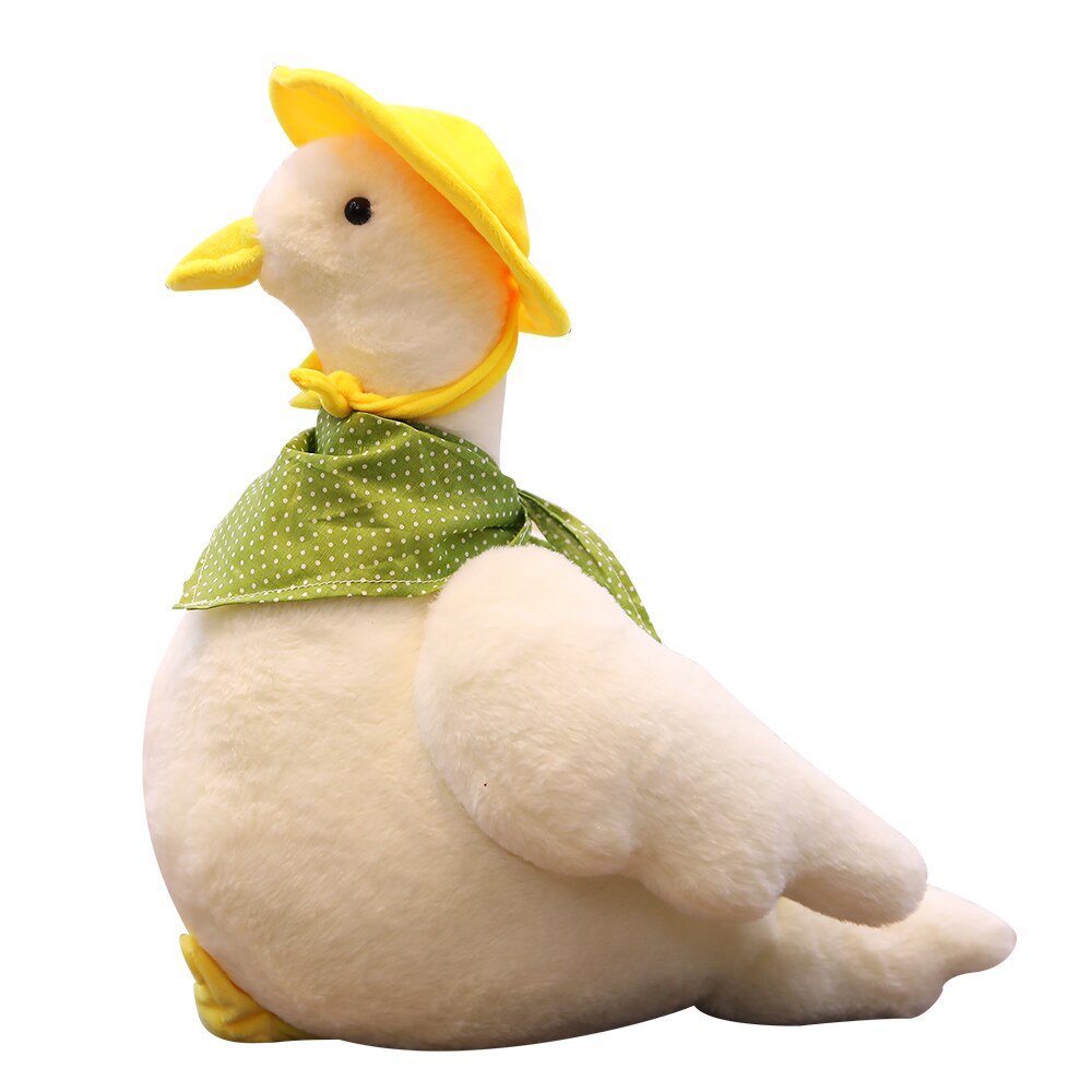 Cute White Haired Duck with Hat Soft Plush Stuffed Doll Pillow for Kids