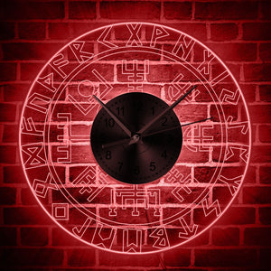 Luminous Viking Runes Acrylic Wall Clock with LED Light
