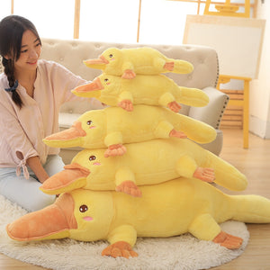 Cute Lying Yellow Platypus Large Size Stuffed Plush Doll Pillow Toy