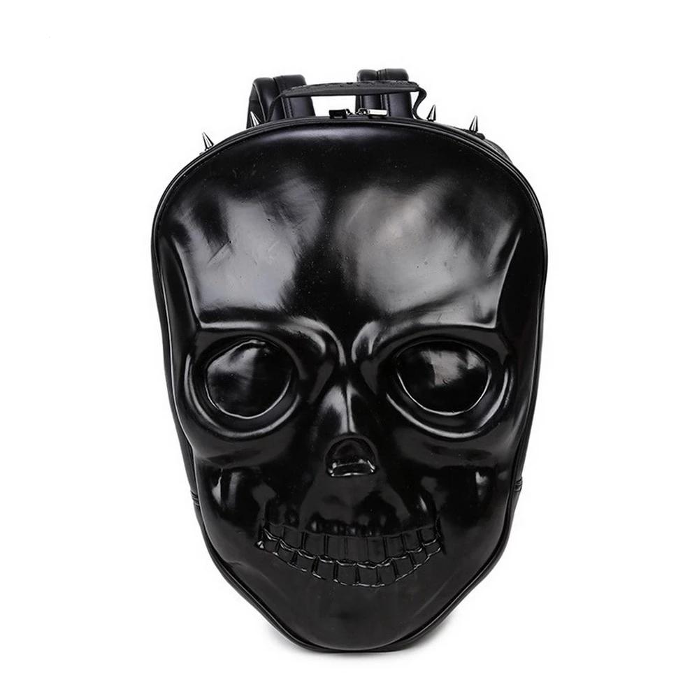 Punk Skull Head Rivet Leather Backpack
