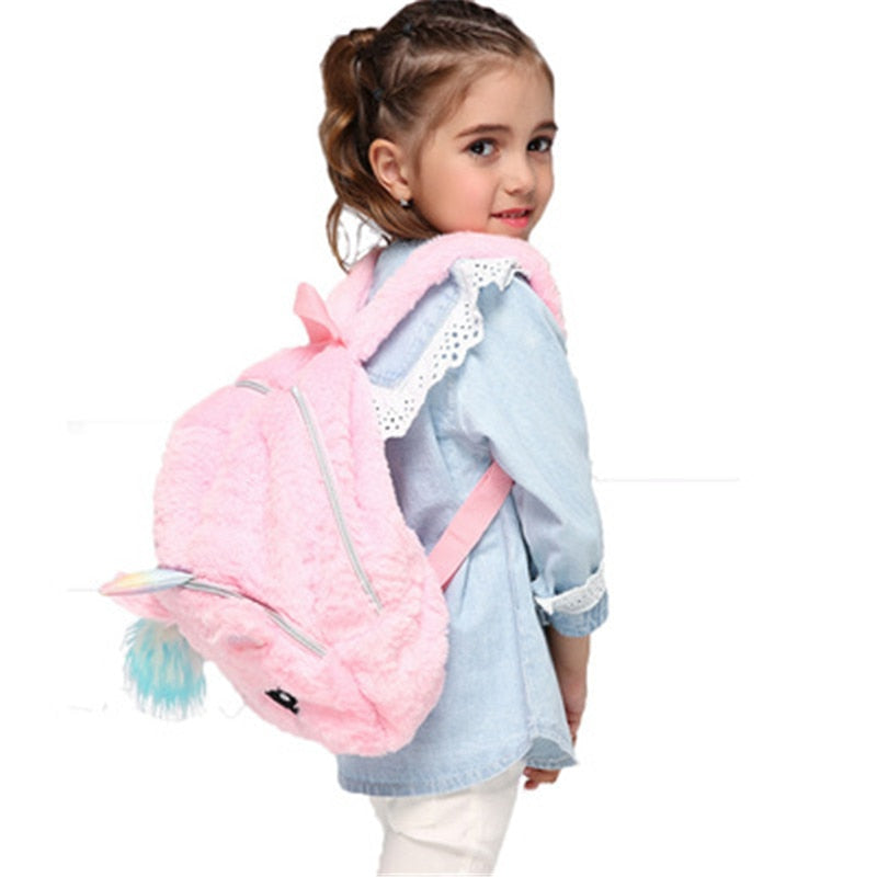 Cartoon baby Unicorn Mini Plush Backpack School Bag for Girls