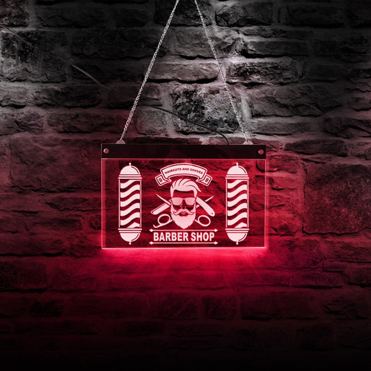 Barber Pole Styling Haircuts And Shaves LED Neon Sign Night Lights